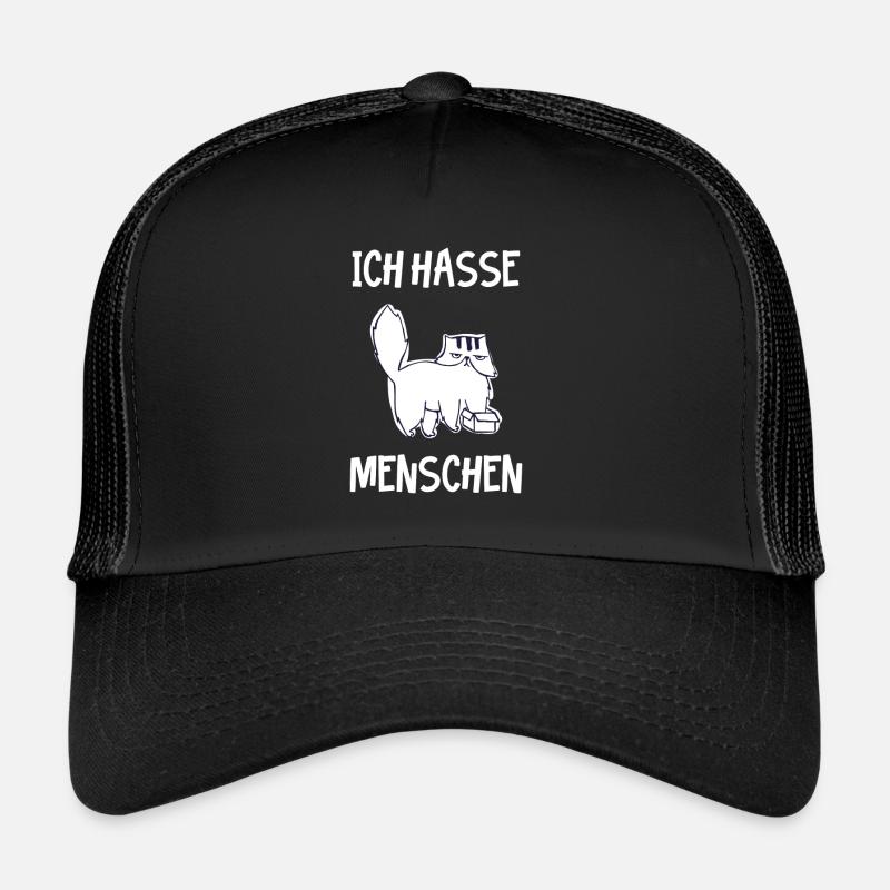Katze Hasst Menschen Ich Hasse Menschen - Trucker Cap - Schwarz/Schwarz