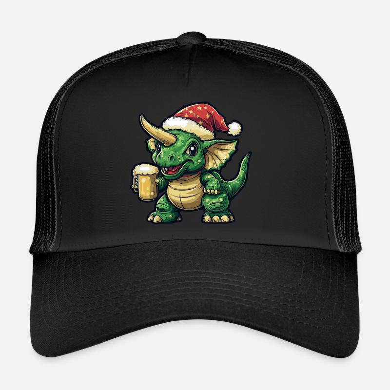 Dinosaur triceratops Christmas Beer Trucker Cap