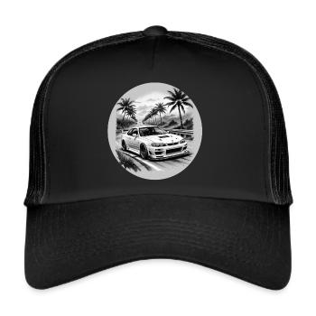 JDM Sportcar Tuning Driftcar Car Gift PS - Trucker Cap - black/black - Front