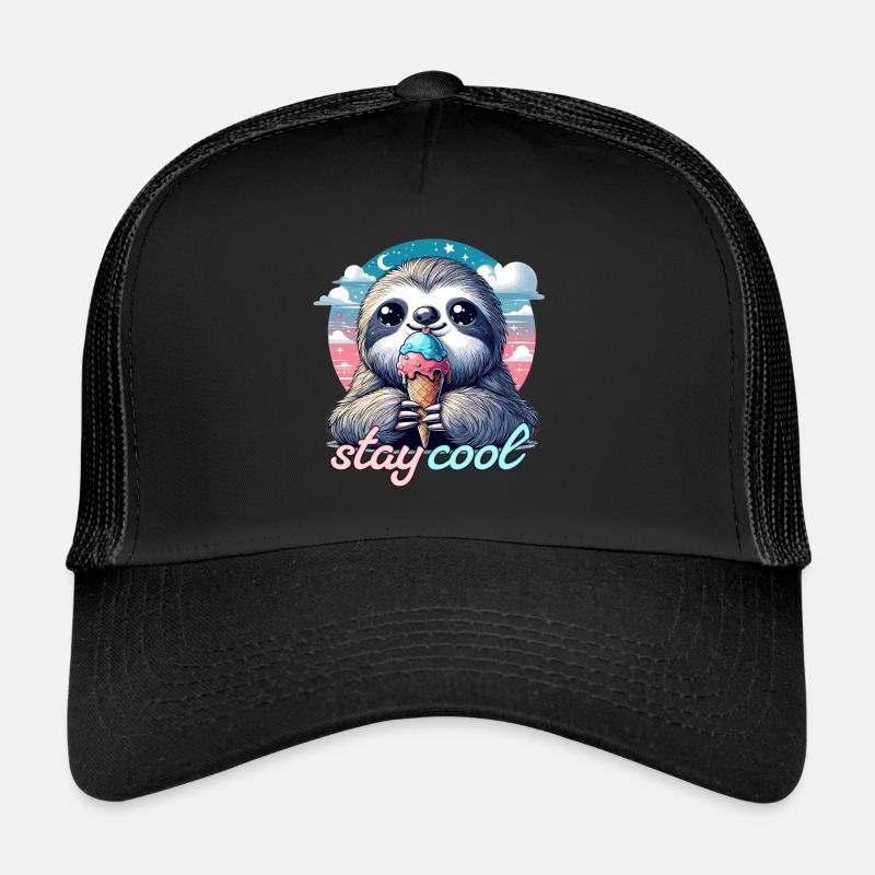Stay Cool Mignon paresseux avec cadeau de crème glacée Casquette trucker 