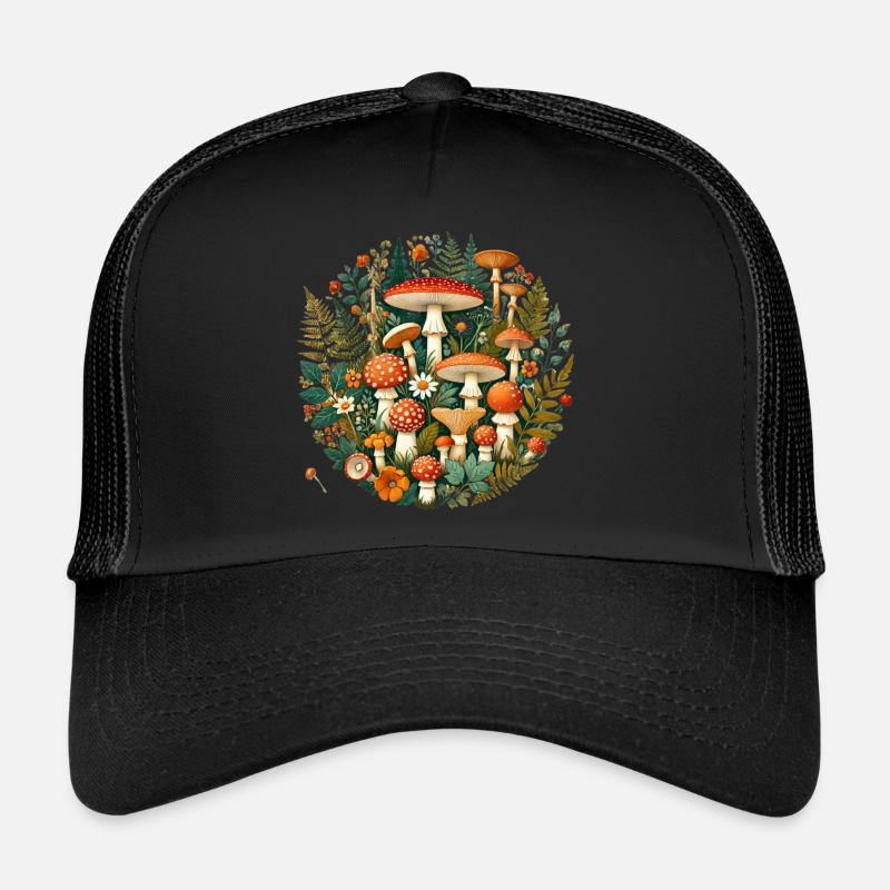 Les variétés de champignons CottageCore conçoivent divers champignons Casquette trucker 