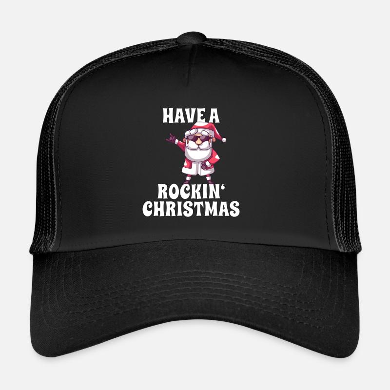 Rockiger Weihnachtsmann - Trucker Cap - Schwarz/Schwarz
