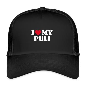 J’aime mon Puli - Casquette trucker  - noir/noir - Devant