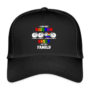 LGBTQ Rainbow Sheep Gay Lesbian Rainbow - Trucker Cap - black/black - Front