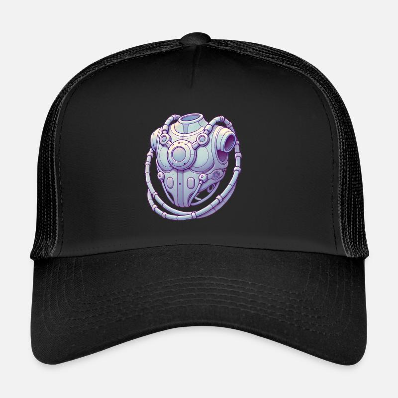 Futuristic Chest Device Graphic Tee Trucker Cap