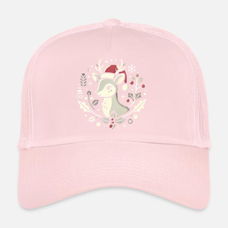 Festive Christmas Deer in Santa Hat Trucker Cap