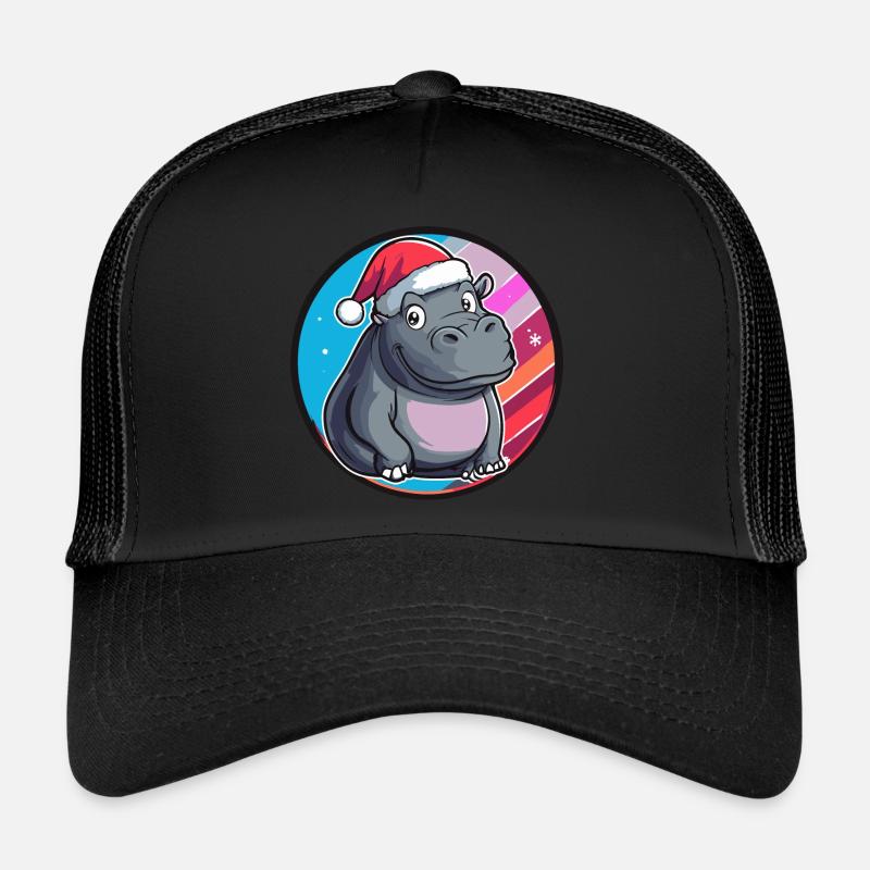 Hippopotame animal de Noël Casquette trucker 