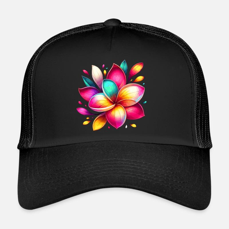 Fleur colorée aux couleurs de l’arc-en-ciel Casquette trucker 