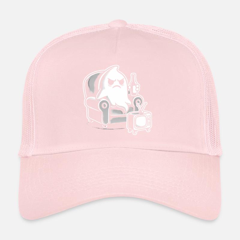 Grumpy Ghost Watching TV Cartoon Trucker Cap