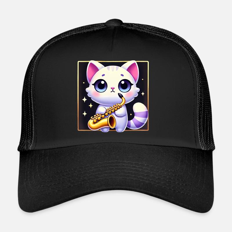 Conception de dessin animé de chat de saxophone mignon Casquette trucker 