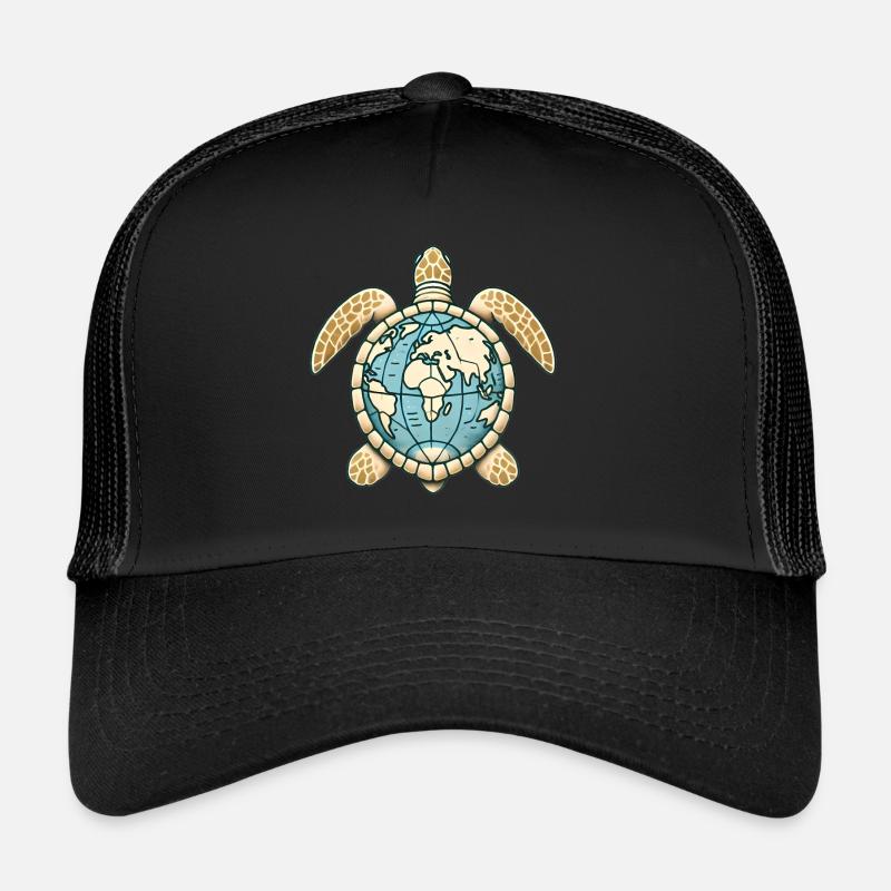 Erde Schildkröte Globus Illustration Trucker Cap