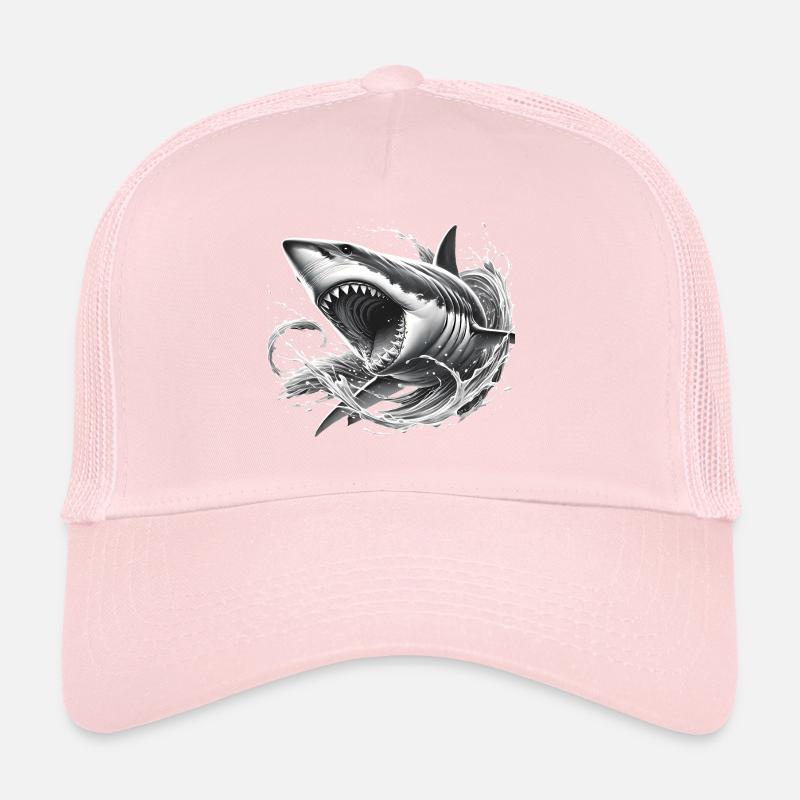 Illustration de requin féroce dans les vagues Casquette trucker 