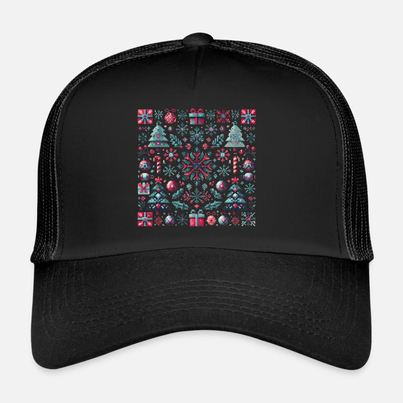 Motif de Noël Pixel Art festif Casquette trucker 