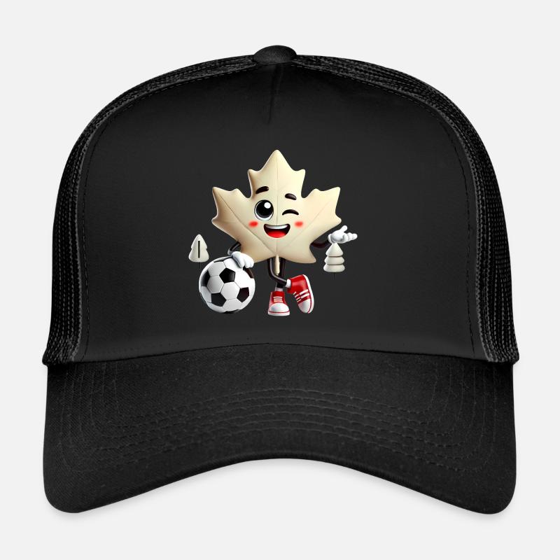Mascotte de soccer de la feuille d’érable du Canada - Casquette trucker  - noir/noir