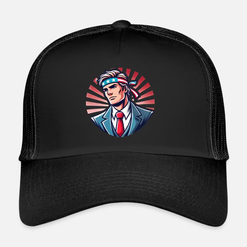 Patriotic Hero with Flag Headband Trucker Cap