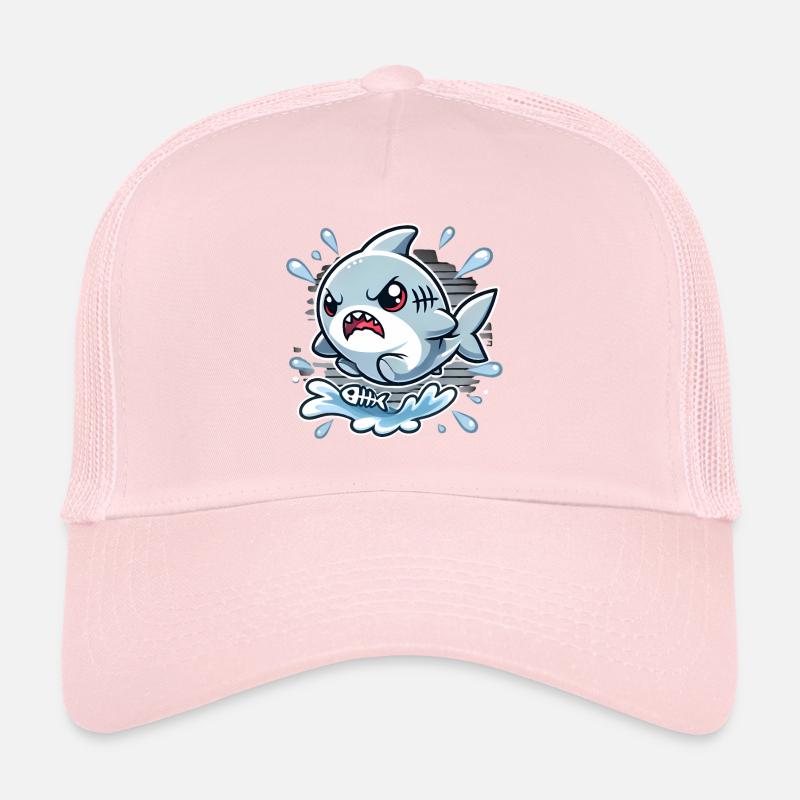 Angry Shark Splash Cartoon Design Trucker Cap