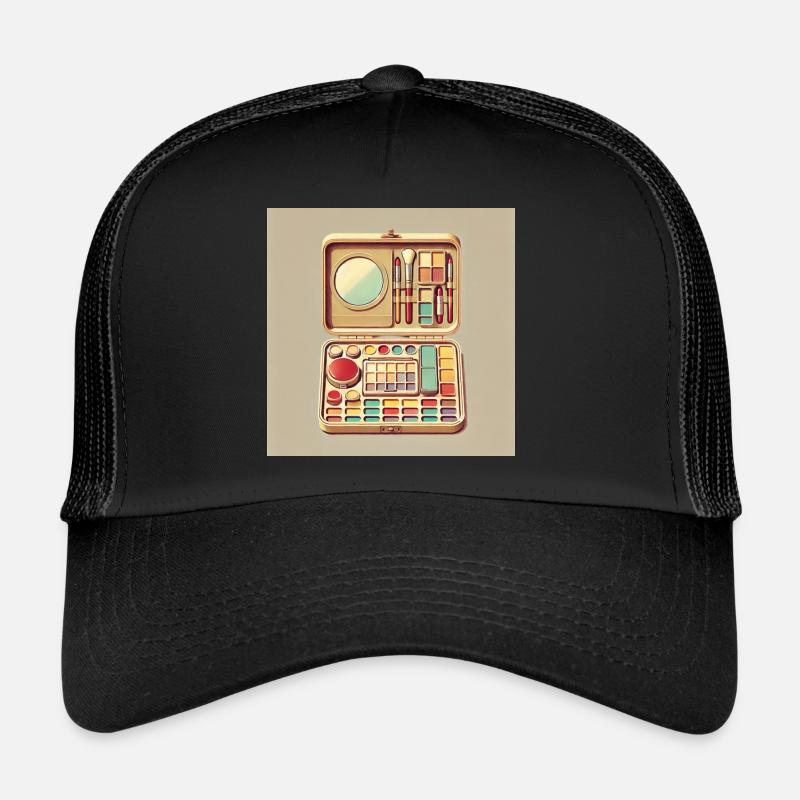 Vintage Make-up Palette Illustration Trucker Cap