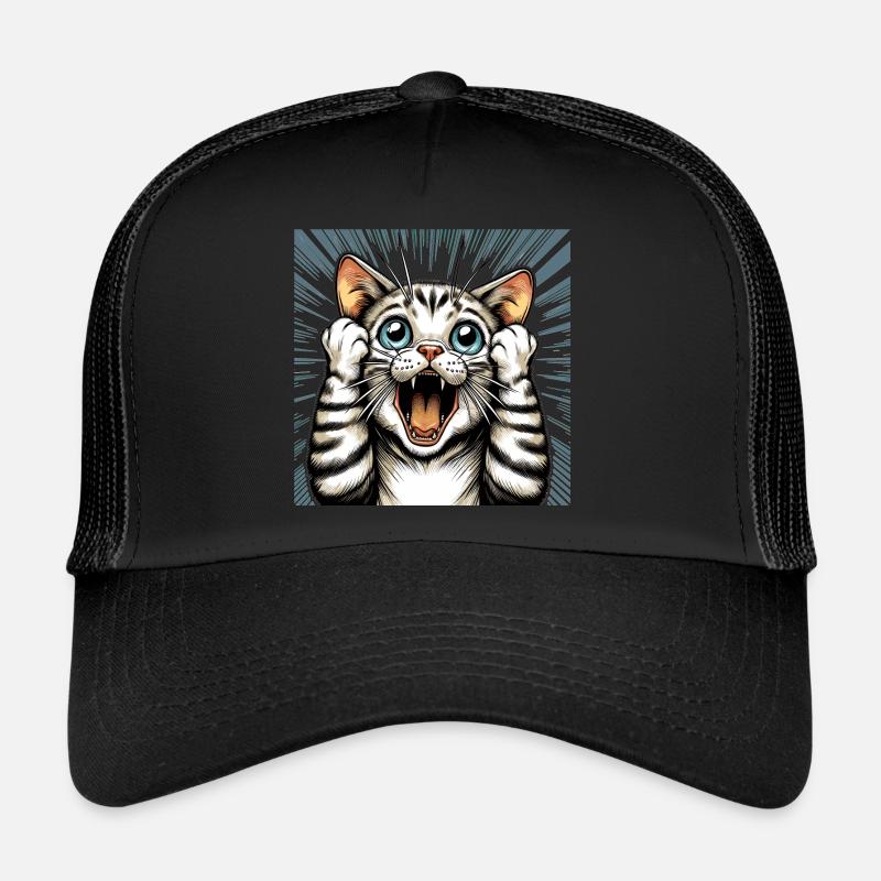 Chat choqué chat chat cadeau - Casquette trucker  - noir/noir