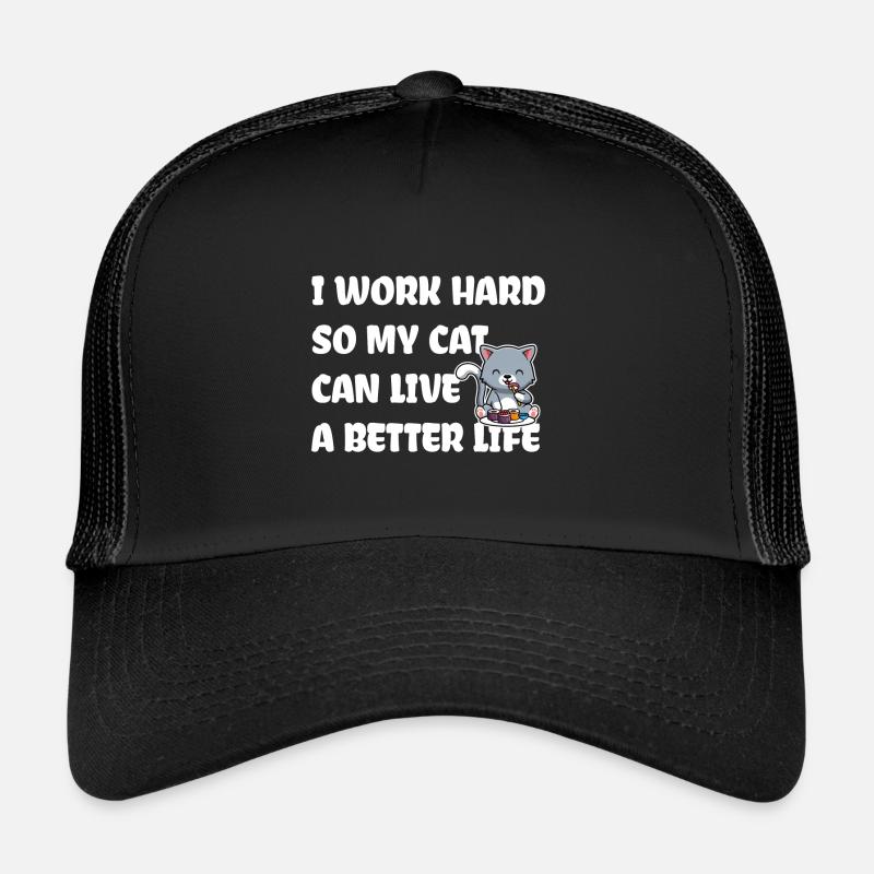 Je travaille dur pour mon chat Casquette trucker 