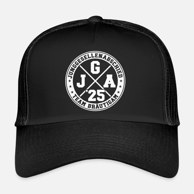 Junggesellenabschied 2025 Team Bräutigam - Trucker Cap - Schwarz/Schwarz