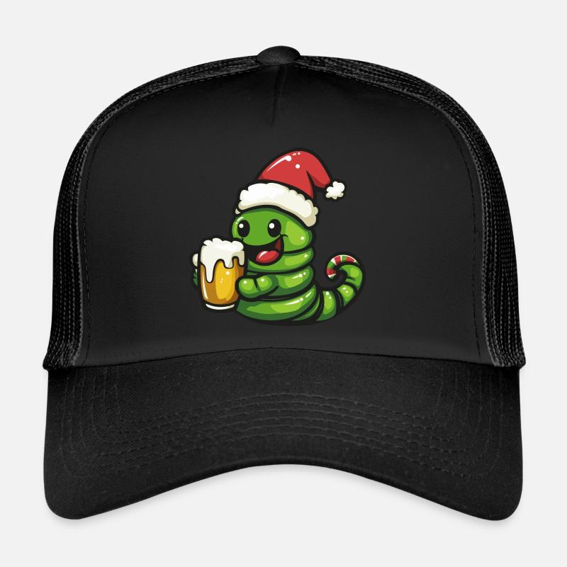Worm Christmas Beer Funny Trucker Cap