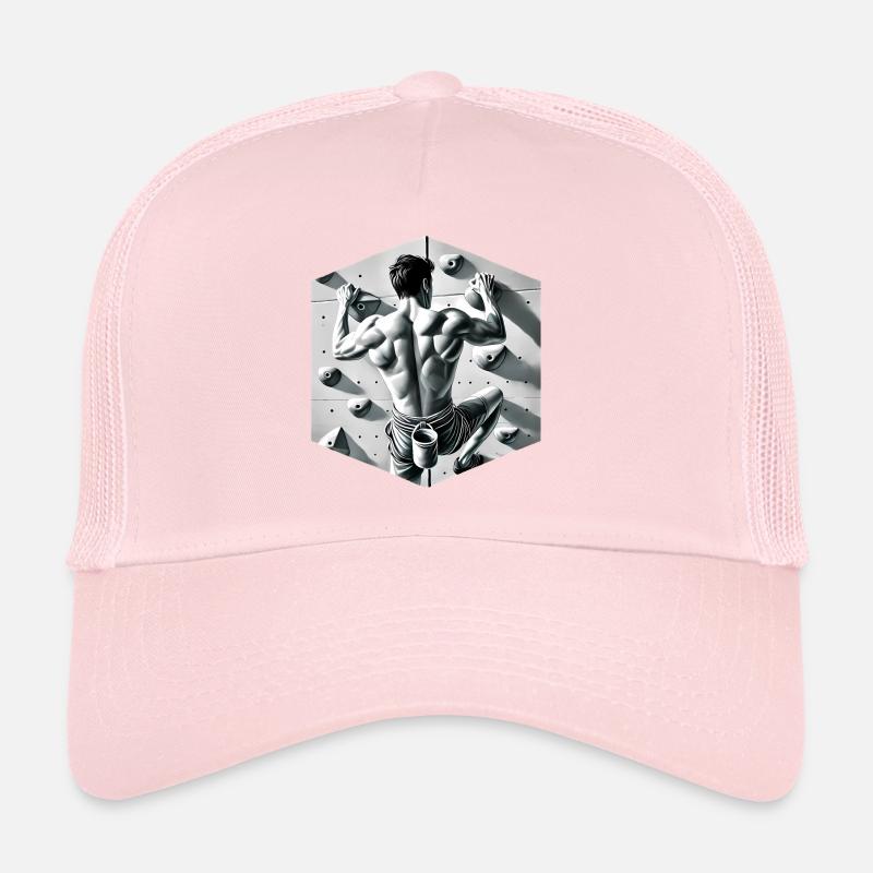 Grayscale Rock Climber Illustration Trucker Cap