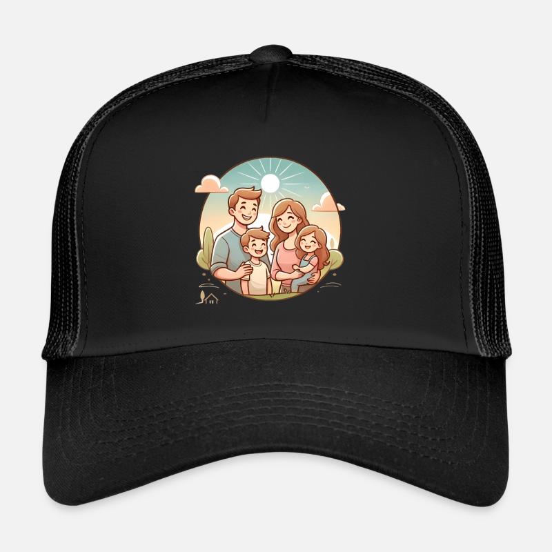 Conception d’illustration de famille heureuse Casquette trucker 
