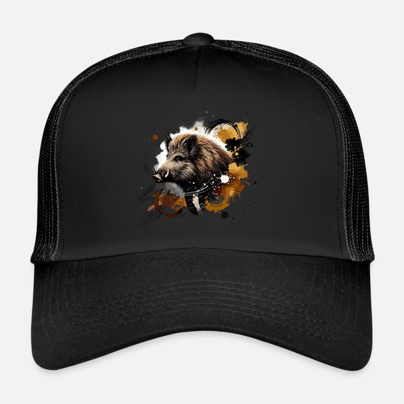 Sanglier, aquarelle coloré Casquette trucker 