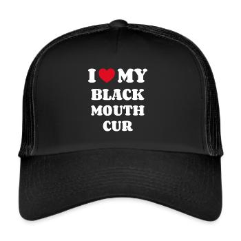 I Love My Black Mouth Cur - Trucker Cap - Schwarz/Schwarz - Vorne