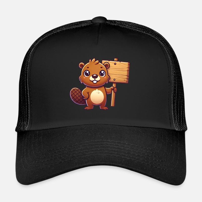 Adorable castor avec conception de panneau vierge Casquette trucker 