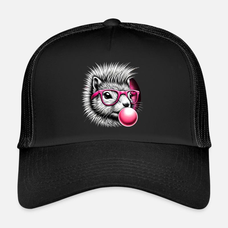 Écureuil excentrique avec des lunettes roses Casquette trucker 