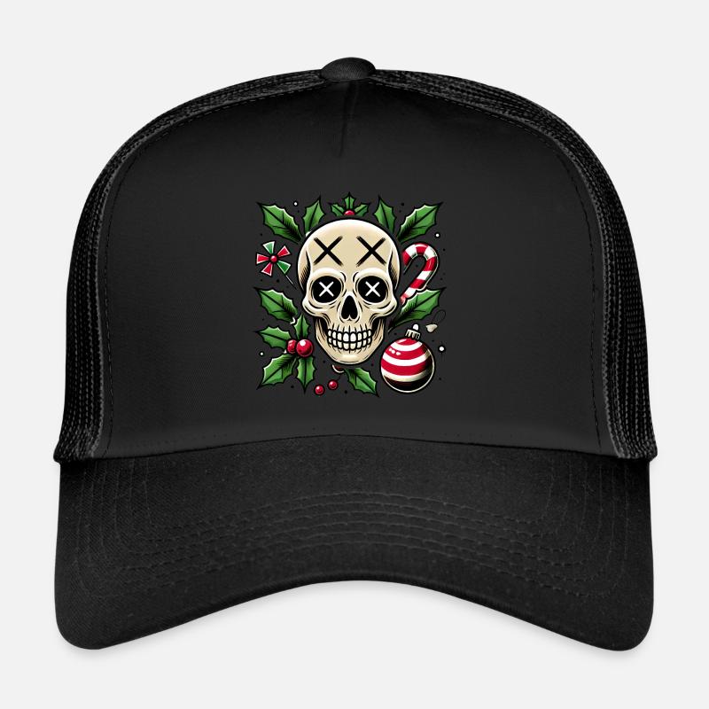 Festlicher Totenschädel mit weihnachtlichen Elementen Trucker Cap