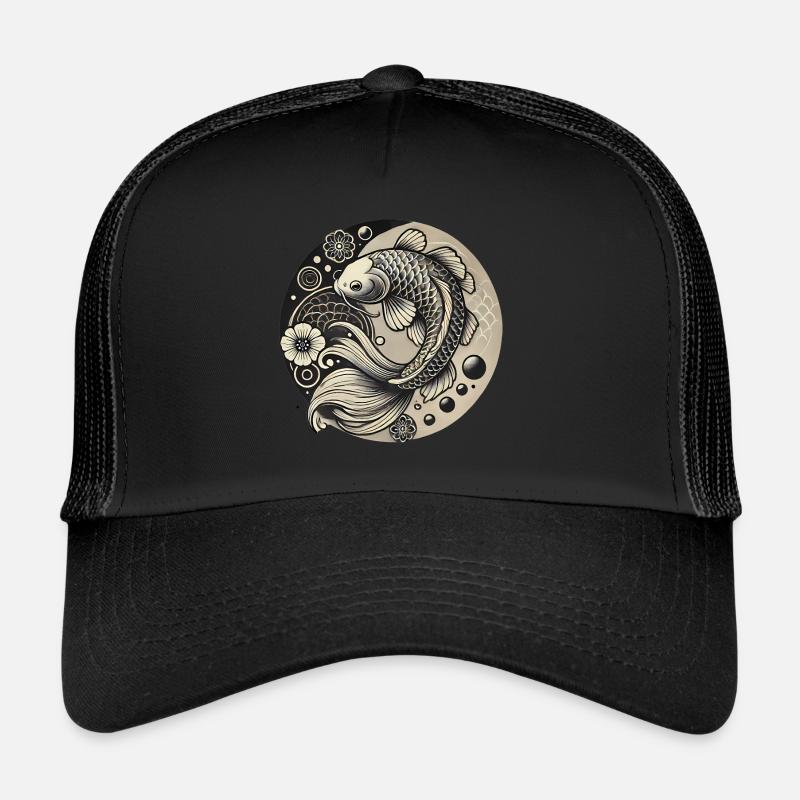 Koi Fish Harmony Design - Casquette trucker  - noir/noir