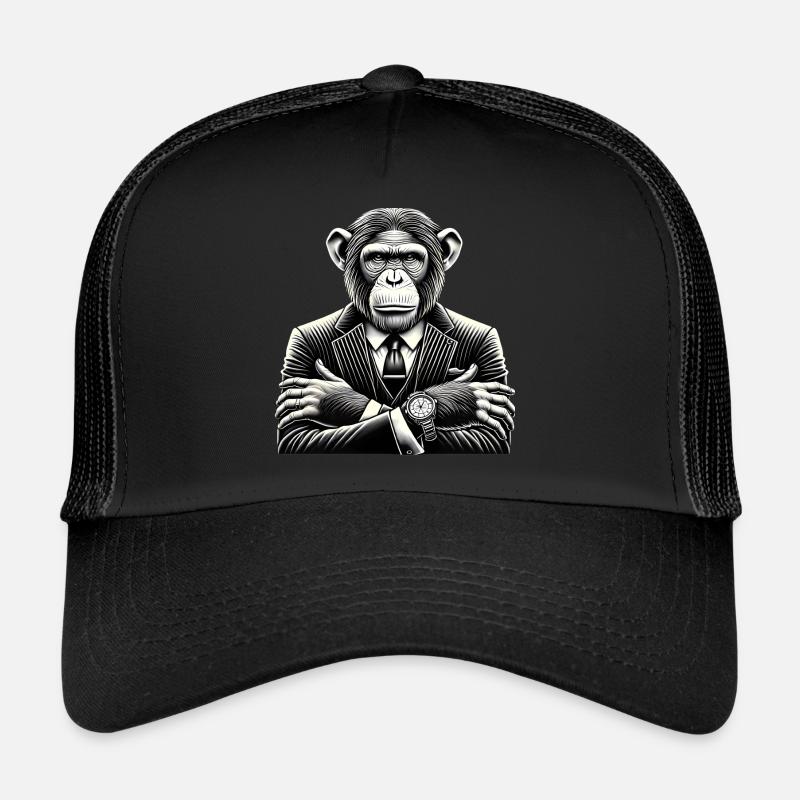 Schimpanse im Anzug Kühne Monochrome Kunst Trucker Cap