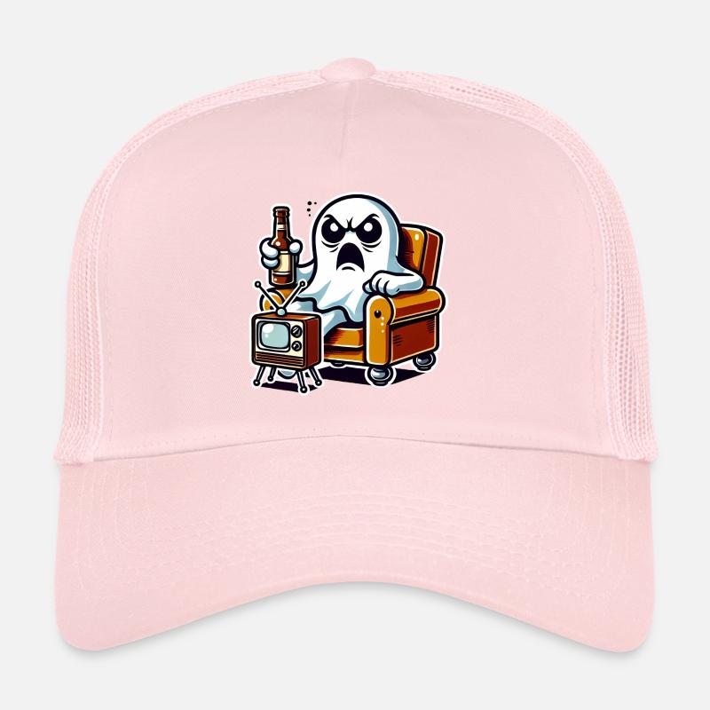 Funny Ghost Watching TV Boo Trucker Cap