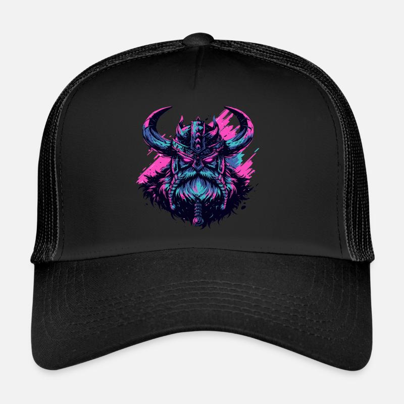 Viking head in pop art style - Trucker Cap - black/black