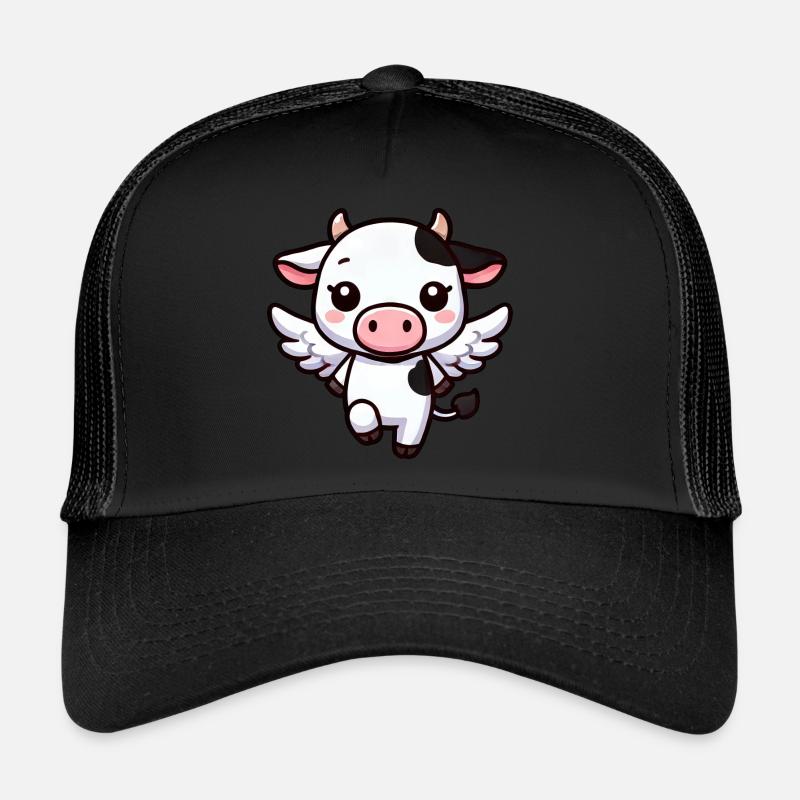 Süße Kuh als Engel Cartoon Design Trucker Cap