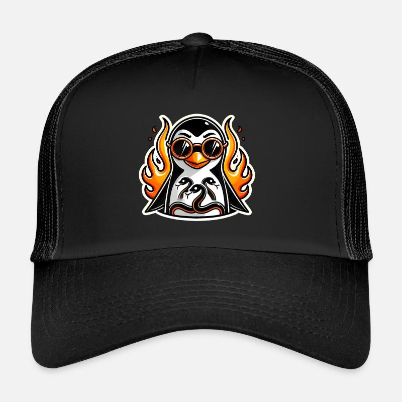 Cooler Pinguin auf Feuer Chill Vibes Trucker Cap