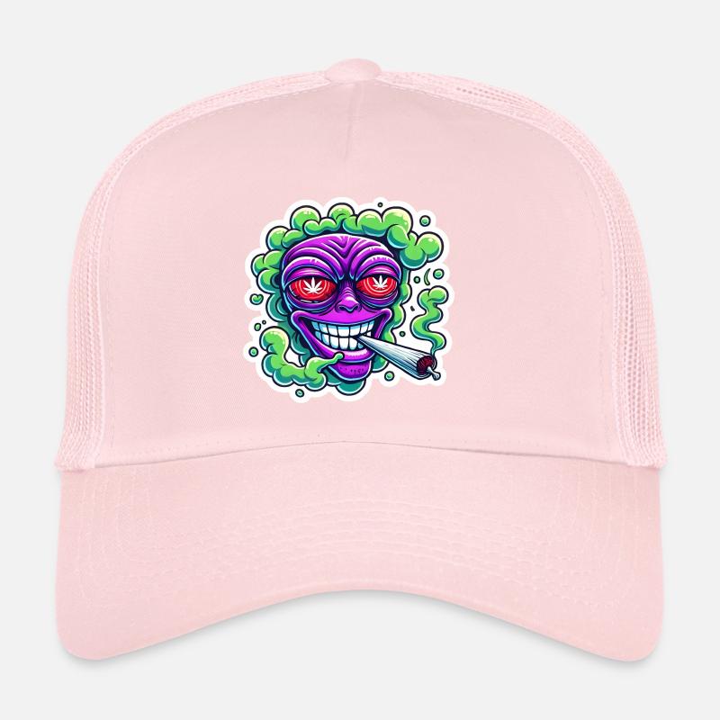 Alien Smoke Head Cartoon Sticker Trucker Cap