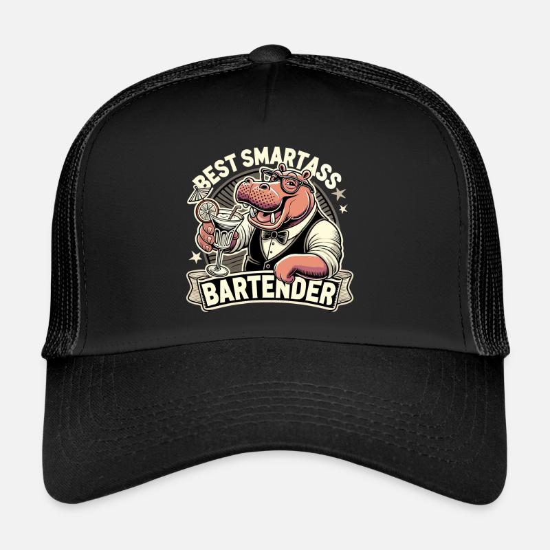Bartender Barman Hippopotamus Hippopotamus Gift Trucker Cap