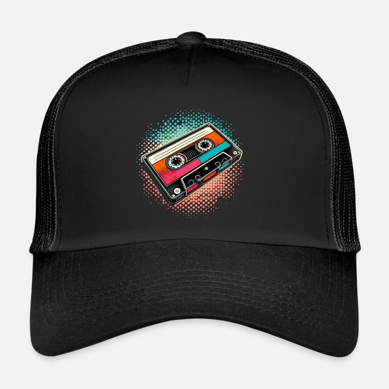 Kompaktkassette Cassette Tape 90er Geschenk - Trucker Cap - Schwarz/Schwarz