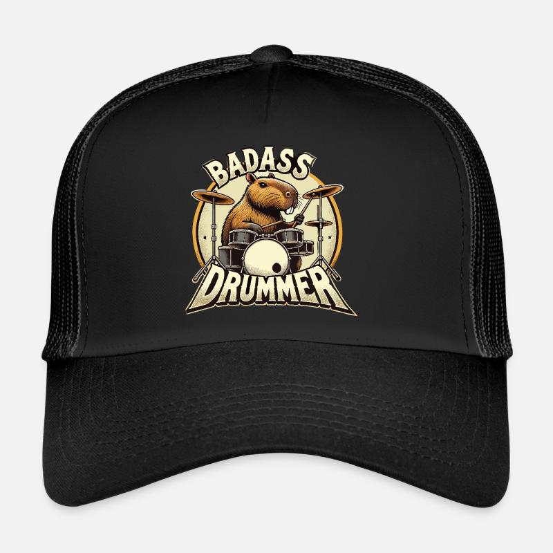 Badass Drummer Capybarun cadeau cool Casquette trucker 
