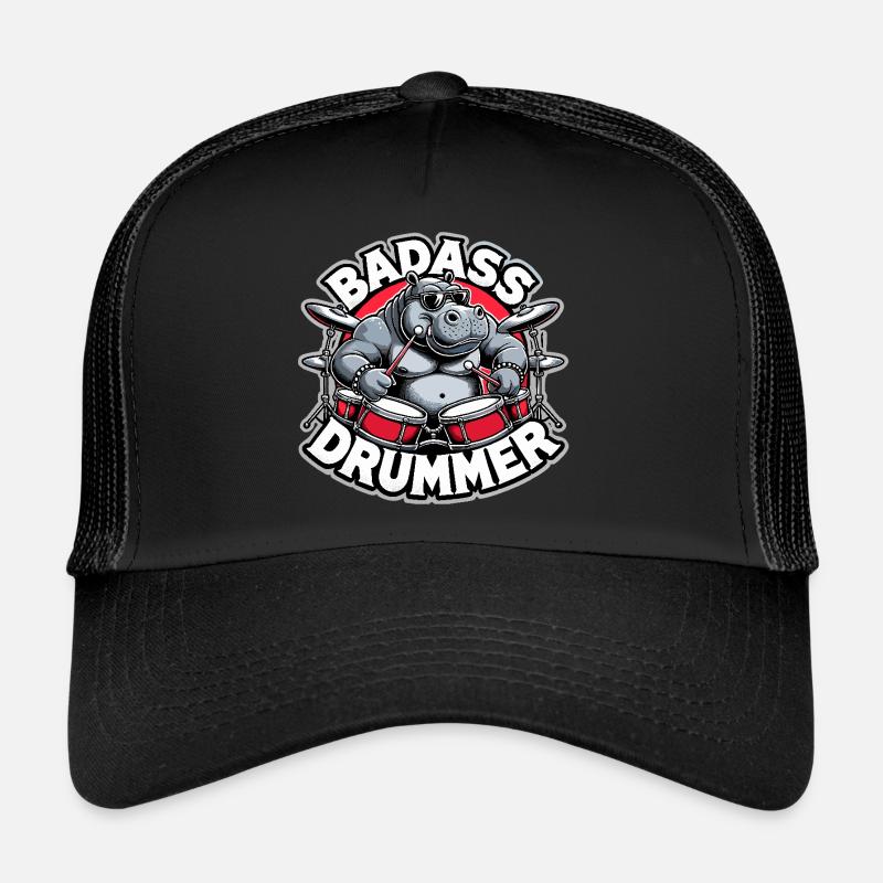 Badass Drummer Hippo Cool Gift Casquette trucker 