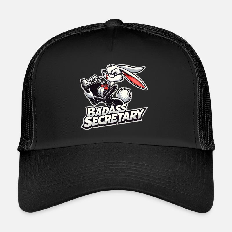 Knallharte Sekretärin Häsin witzig Geschenk - Trucker Cap - Schwarz/Schwarz