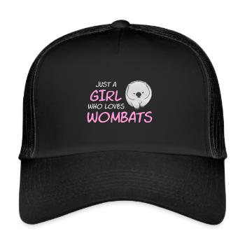 Just A Girl Who Loves Wombats - Trucker Cap - Schwarz/Schwarz - Vorne