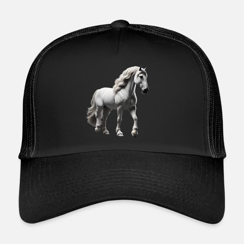 Pferd Schimmel Weiß - Trucker Cap - Schwarz/Schwarz
