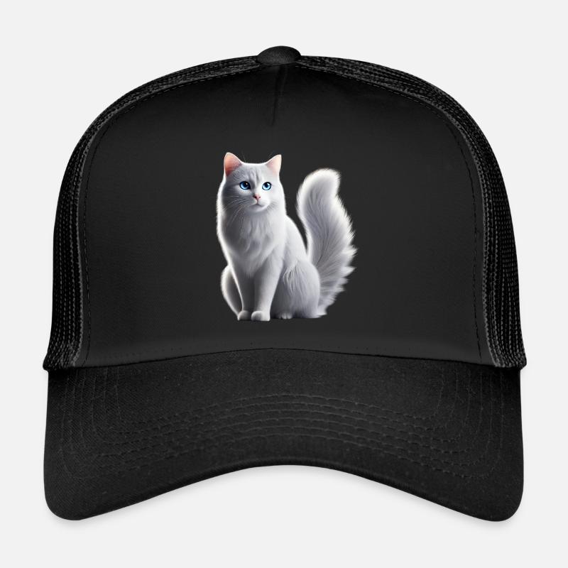 Katze Weiß Blaue Augen Trucker Cap