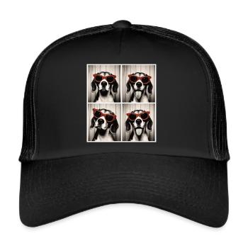 Photo booth Beagle with red sunglasses - Trucker Cap - black/black - Front