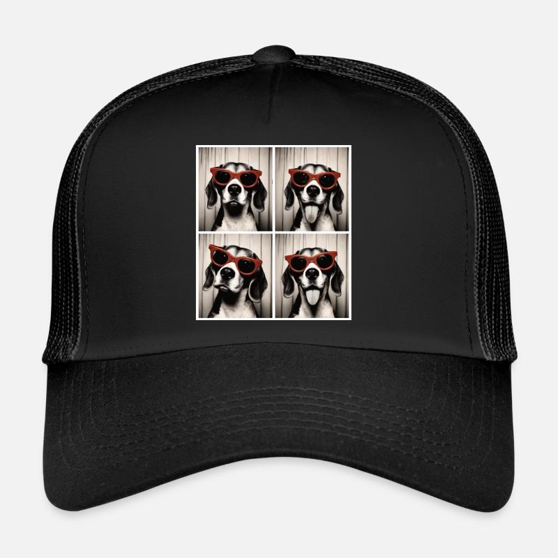 Photobooth Beagle avec lunettes de soleil rouges - Casquette trucker - noir/noir