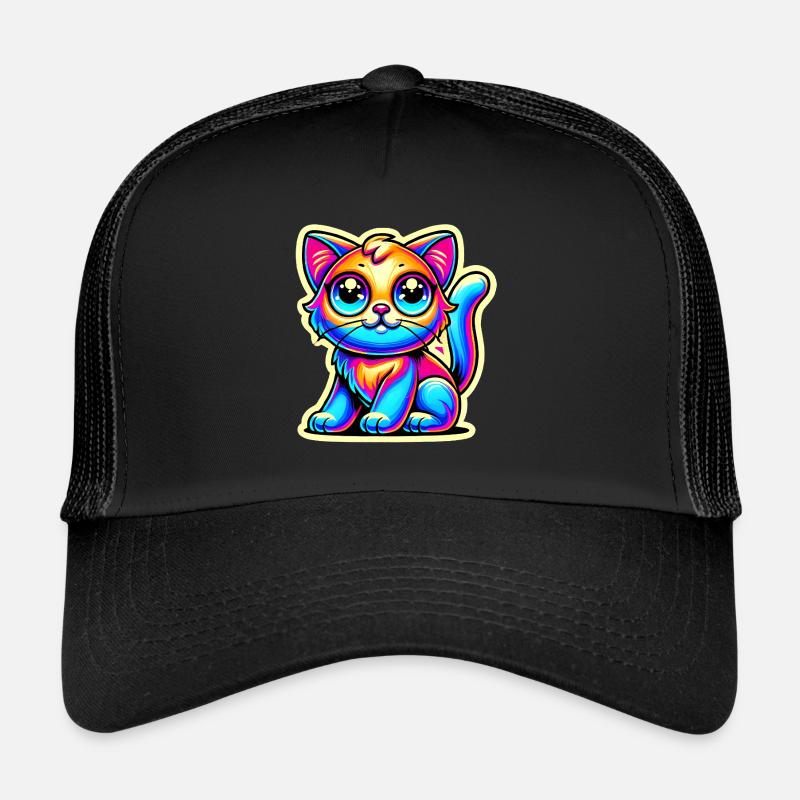 Neon Glow Crazy Cat Design Casquette trucker 